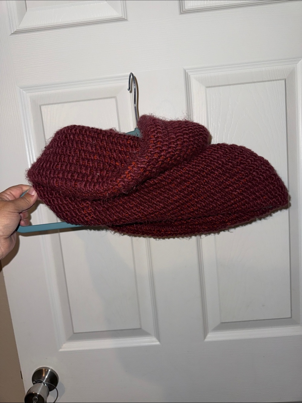 Knit Slouchy Cowl Scarf  in Burgundy